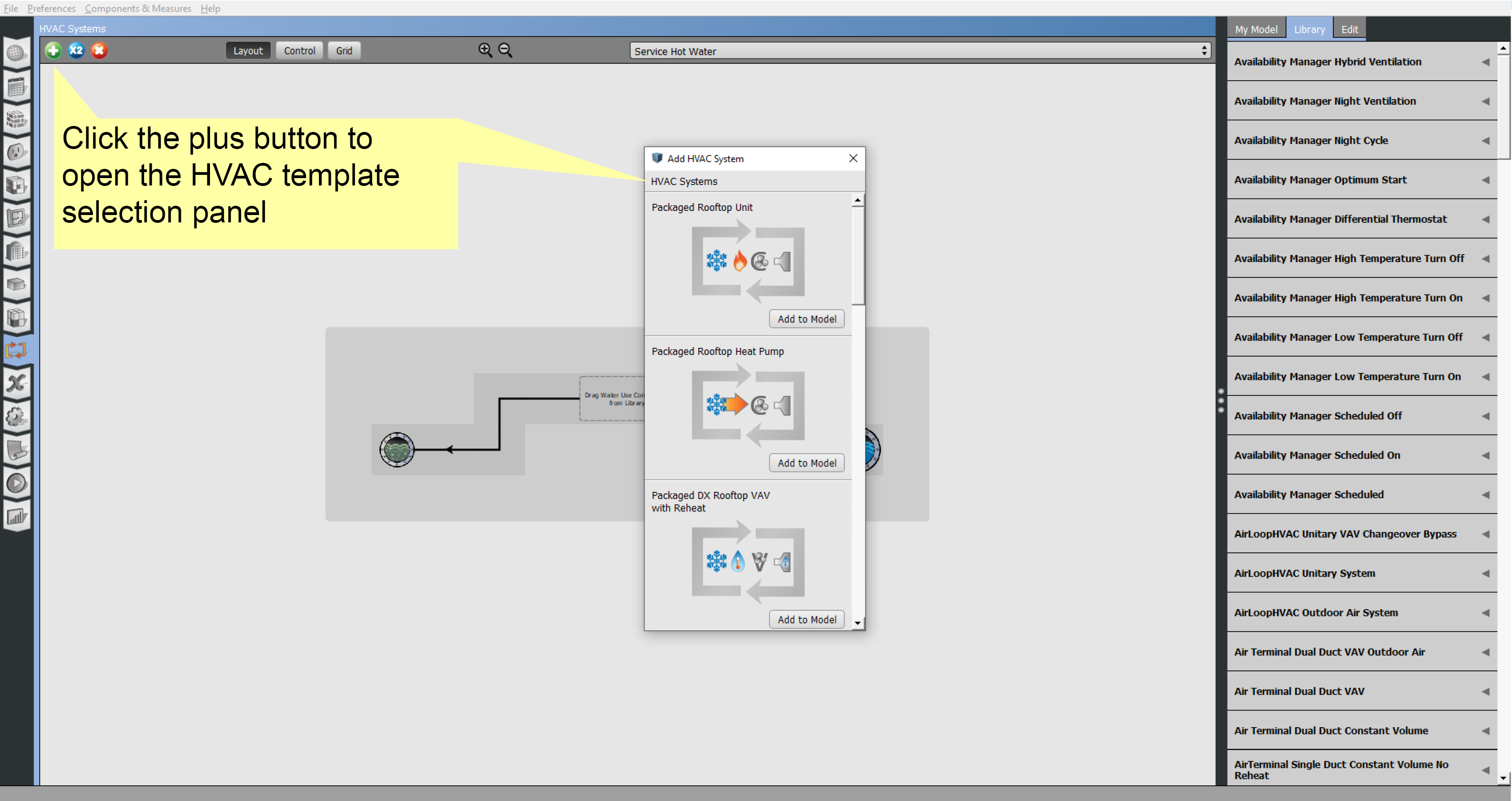 Add HVAC System Dialog