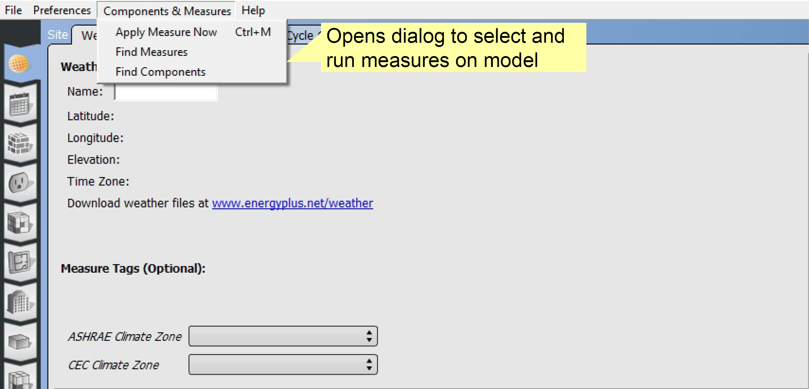 Apply Measure Now Menu