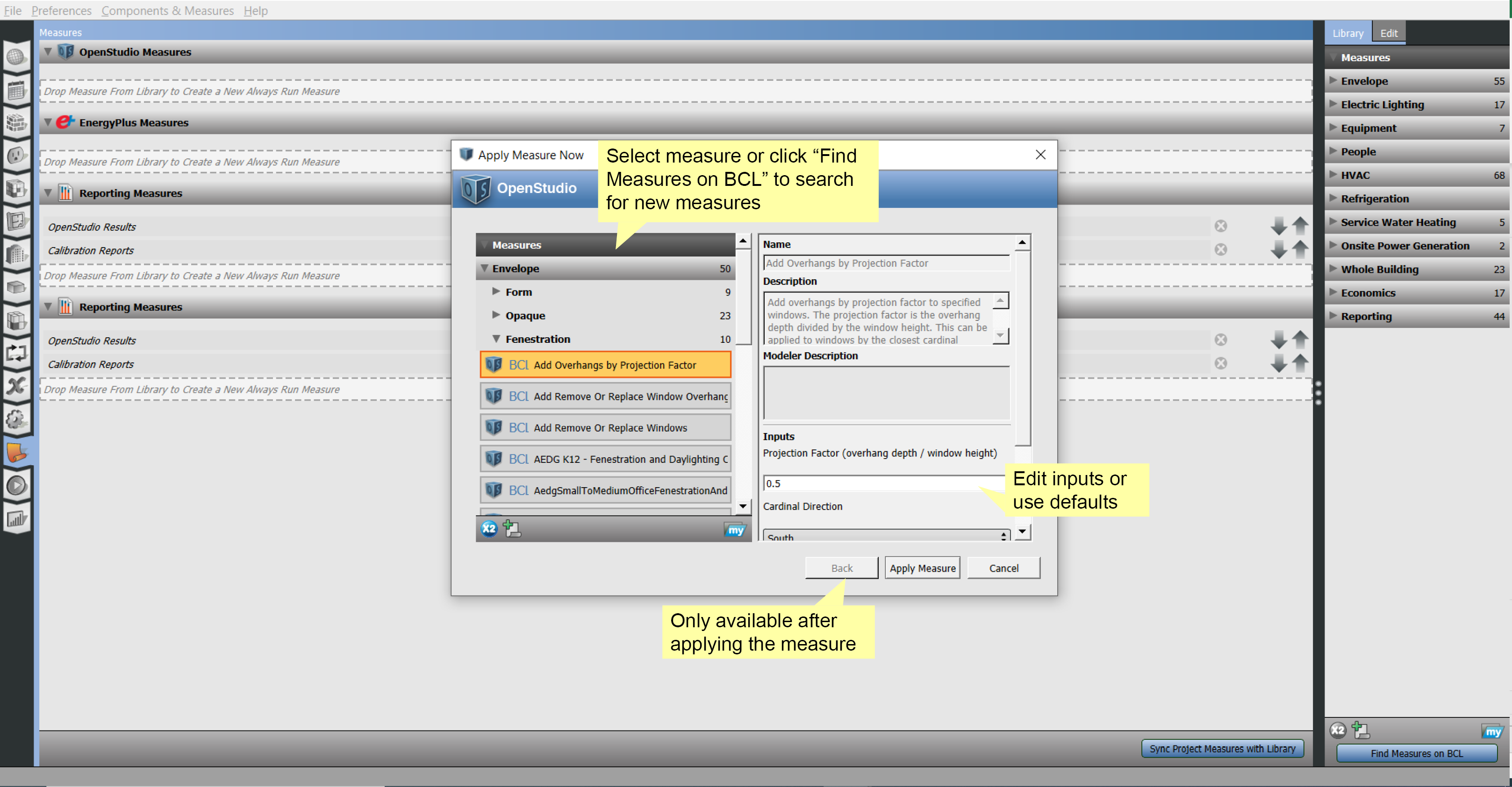 Apply Measure Now Dialog
