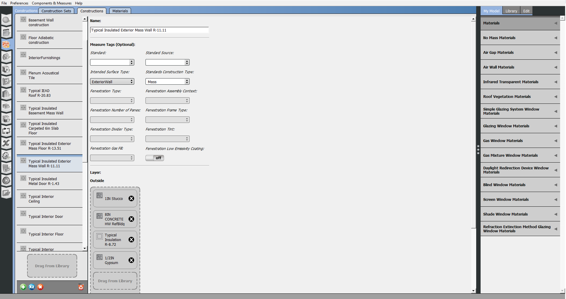 Click to view Constructions Tab