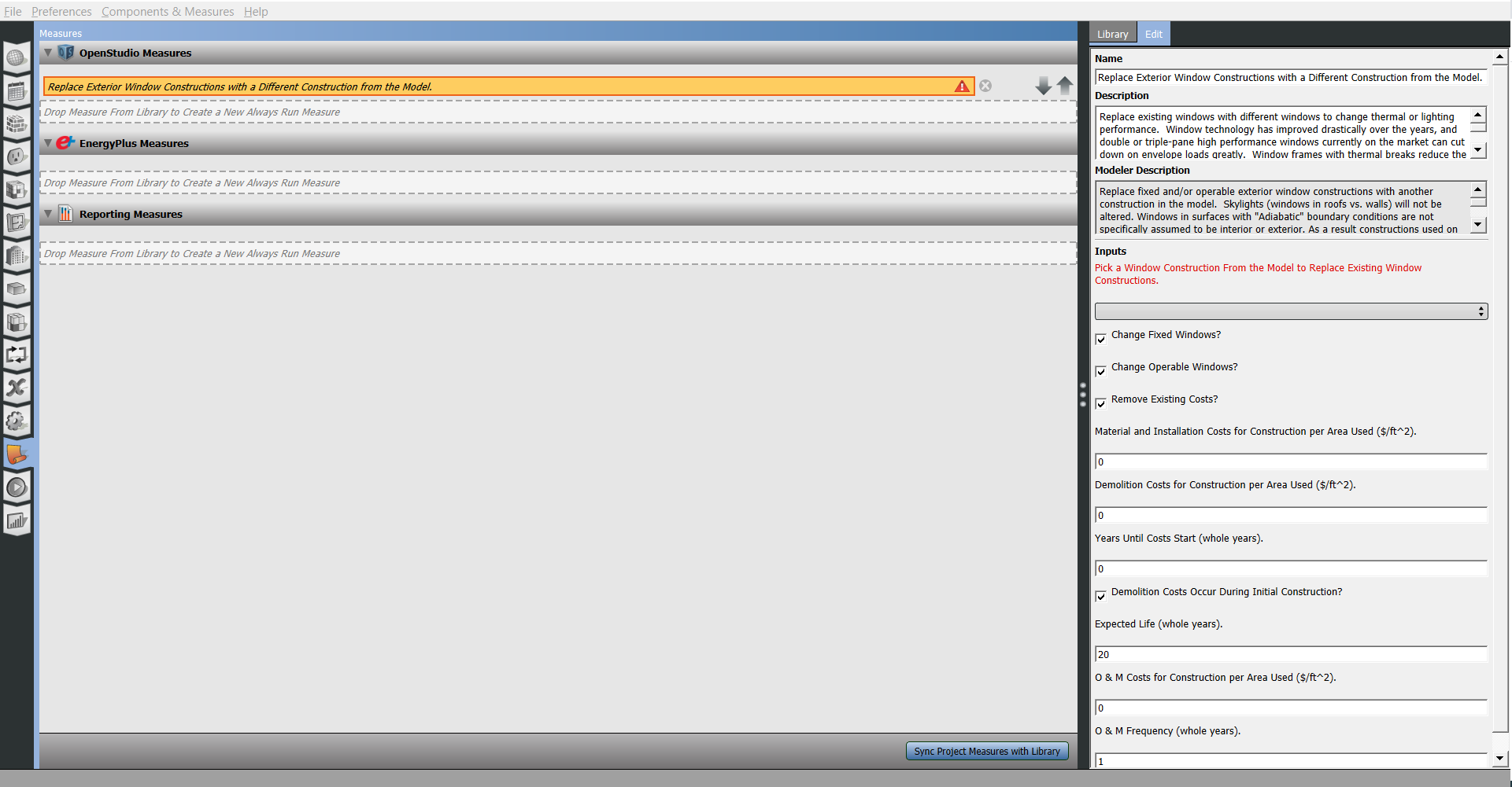 Click to view Measures Tab Costs