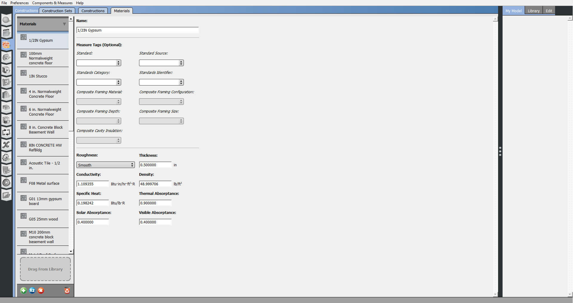Click to view Materials Tab