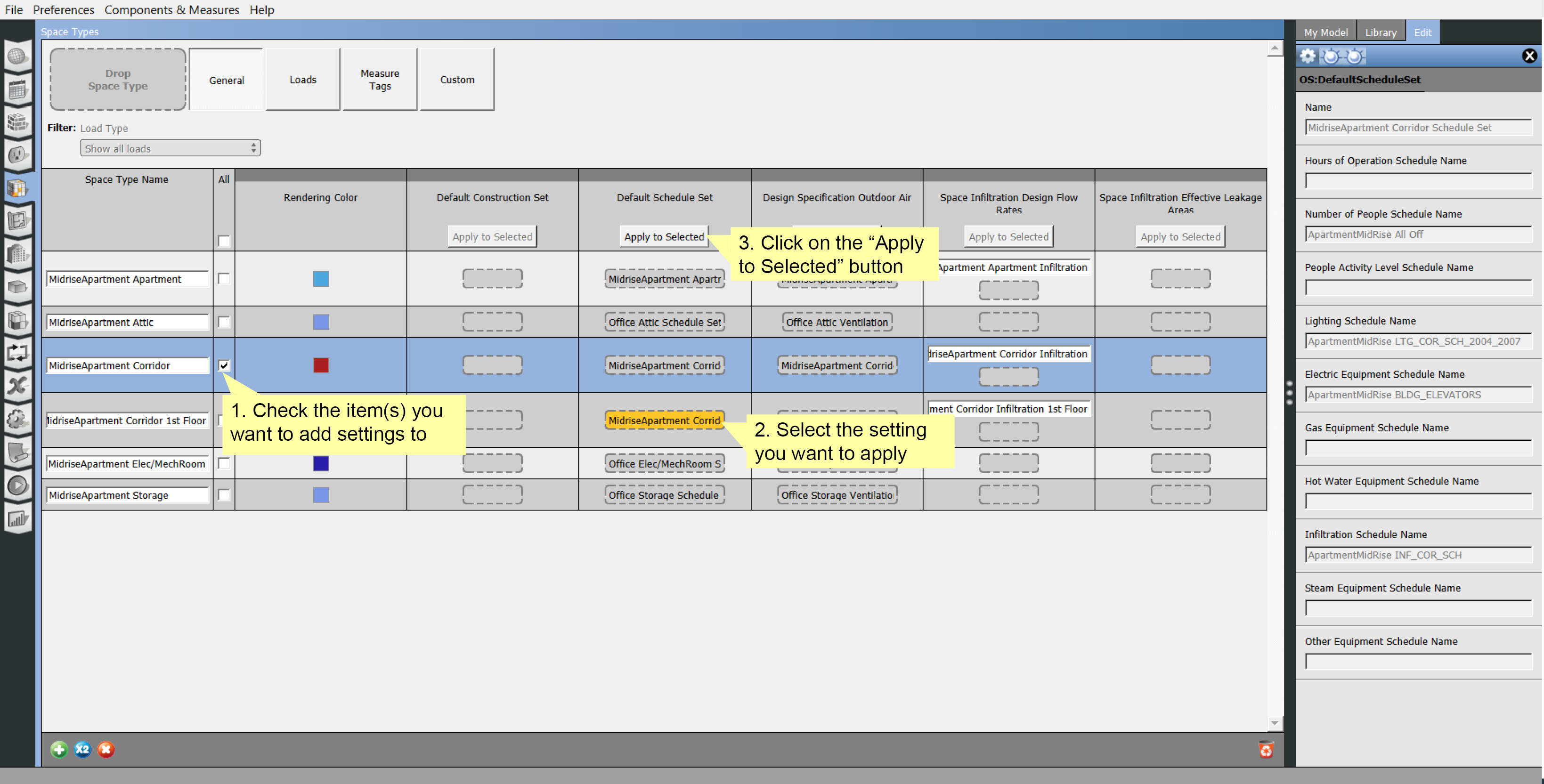Click to view Space Types Multiedit