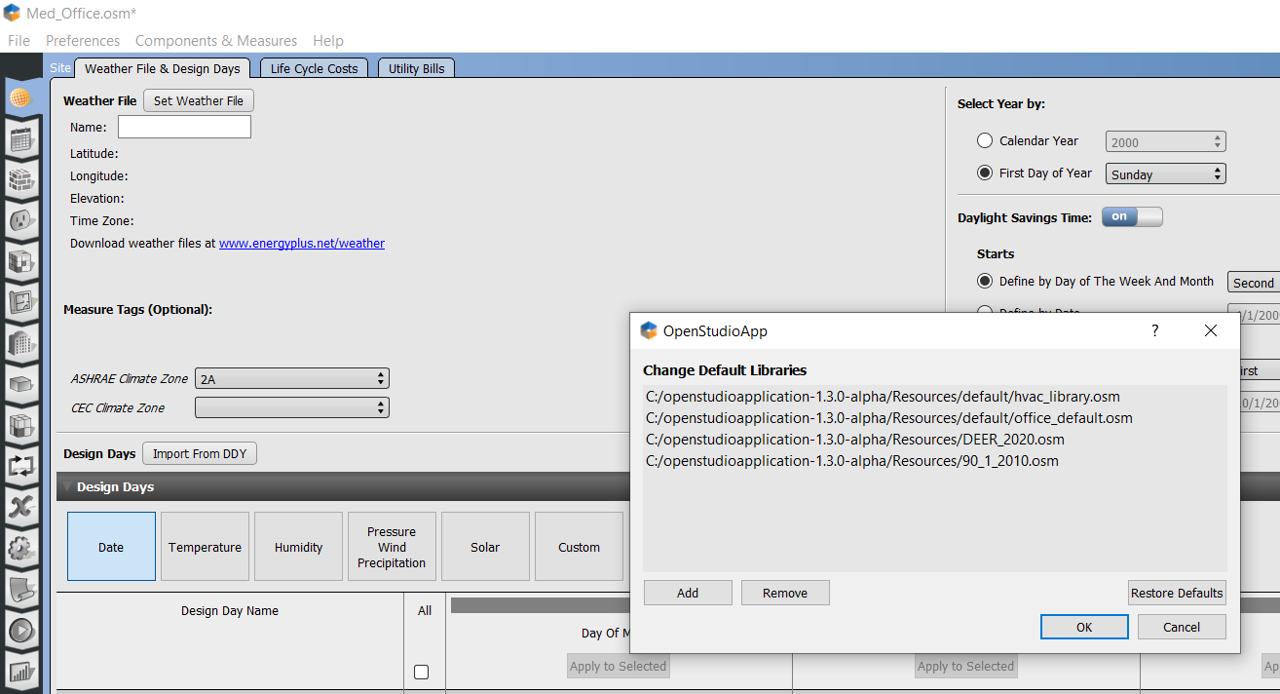New OpenStudio Model From Template Dialog
