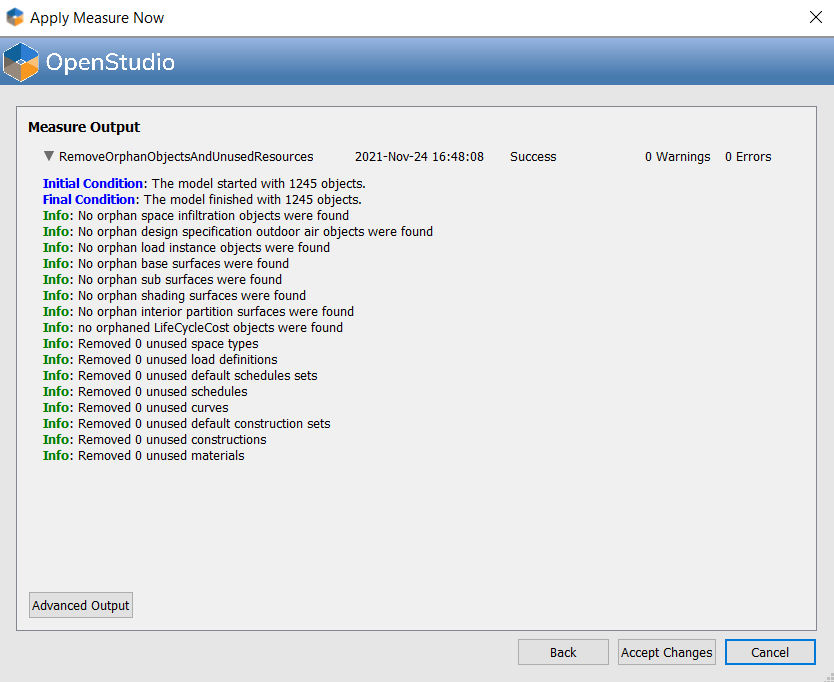 Remove Orphan Objects and Unused Resources - Output