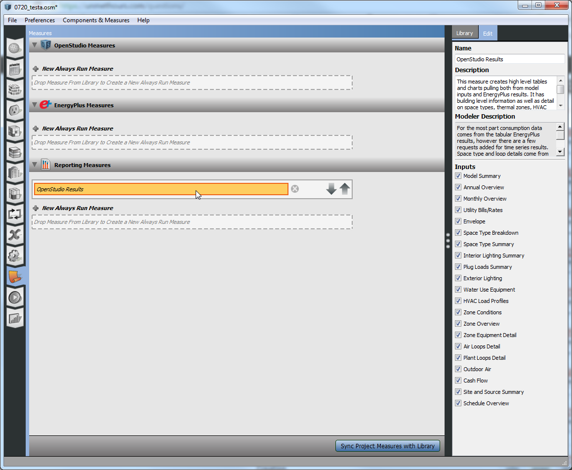 View of Arguments in OpenStudio Results measure