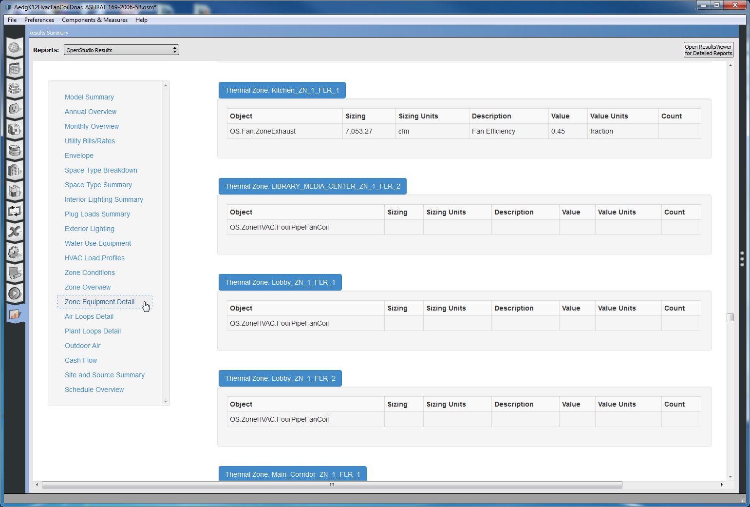 Zone Equipment section