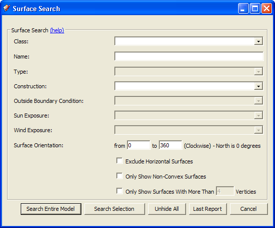 Surface Search Dialog