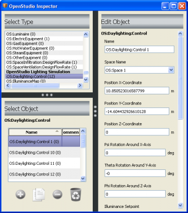 Daylighting Control Object Selected