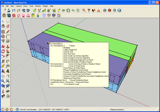 Information Tool in Render by Thermal Zone Mode Showing Thermal Zone Data