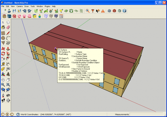 Information Tool in Render by Surface Type Mode Showing Surface Data