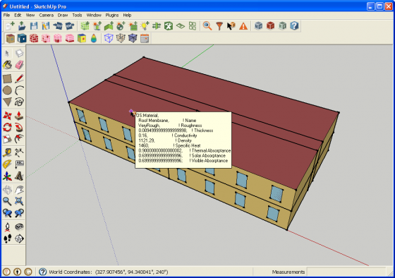 Information Tool in Render by Surface Type Mode Showing Material Data