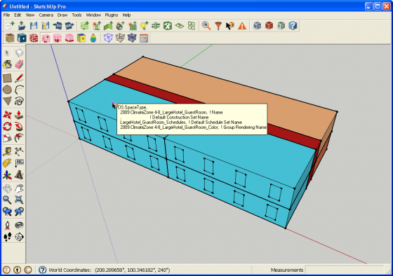 Information Tool in Render by Space Type Mode Showing Space Type Data