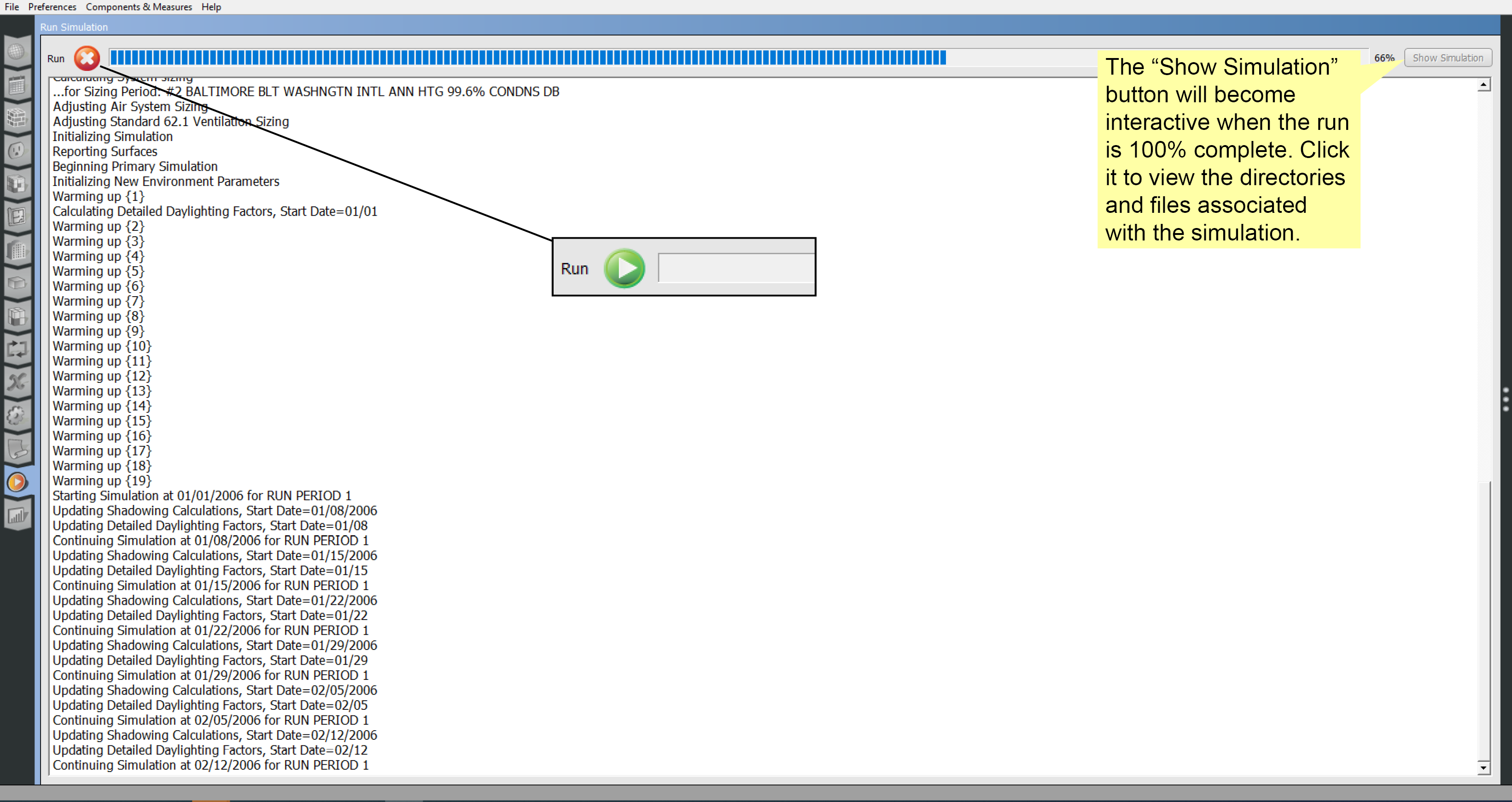Click to view Run Simulation Tab
